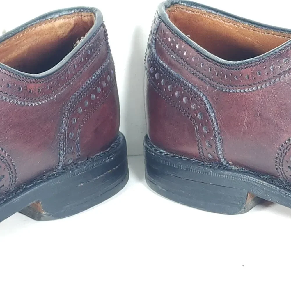 Allen Edmonds Mens McAllister US9,5C Burgandy Leather Wingtip Brogue Dress Shoes